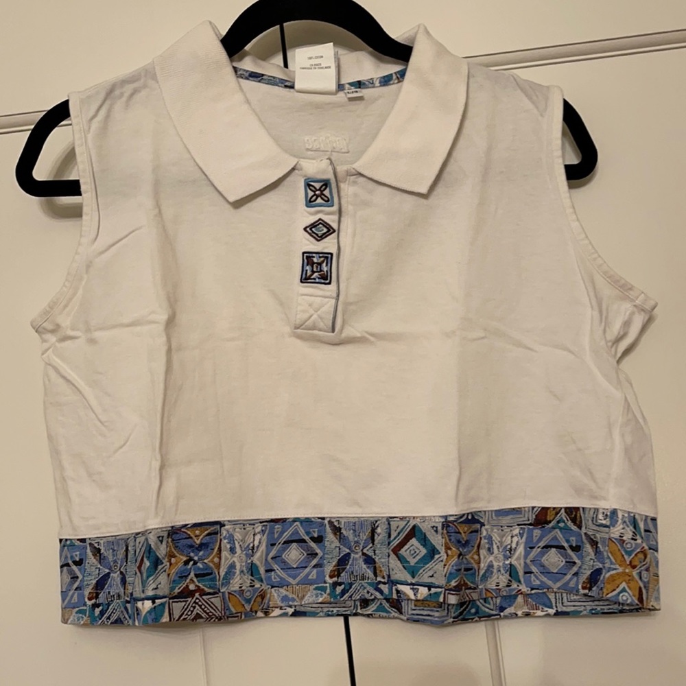 Crop tennis polo tank